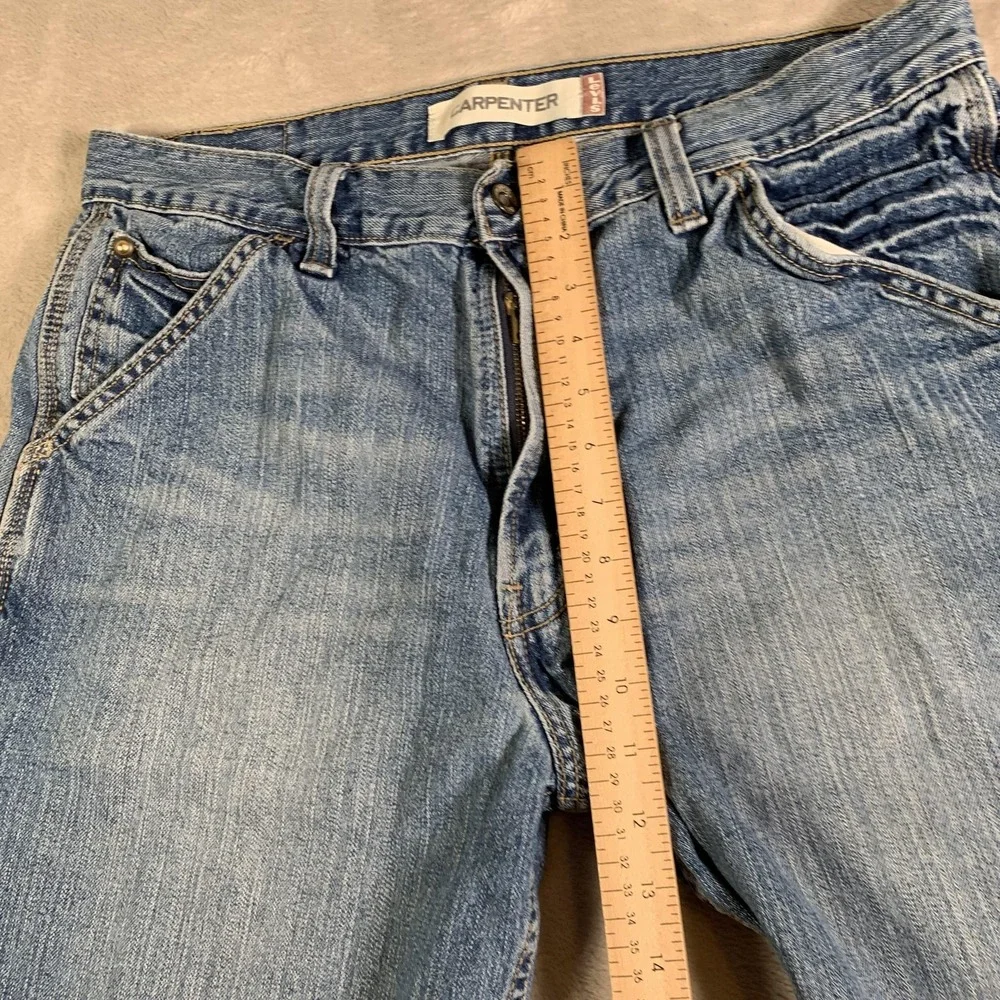 VTG Levis Carpenter Shorts Mens 33 Blue Denim Utility Hammer Loop‎ Workwear Zip